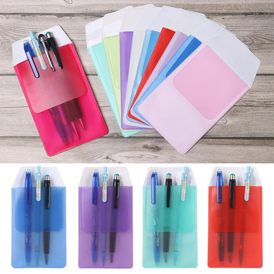 2PCS New Colorful PVC Pocket Protector Leak-Proof Pen Pouch Doctors Nurses