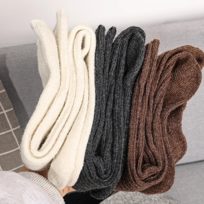 Women Long Socks Cashmere Women Skinny Casual Cotton Over Knee-High Fluffy