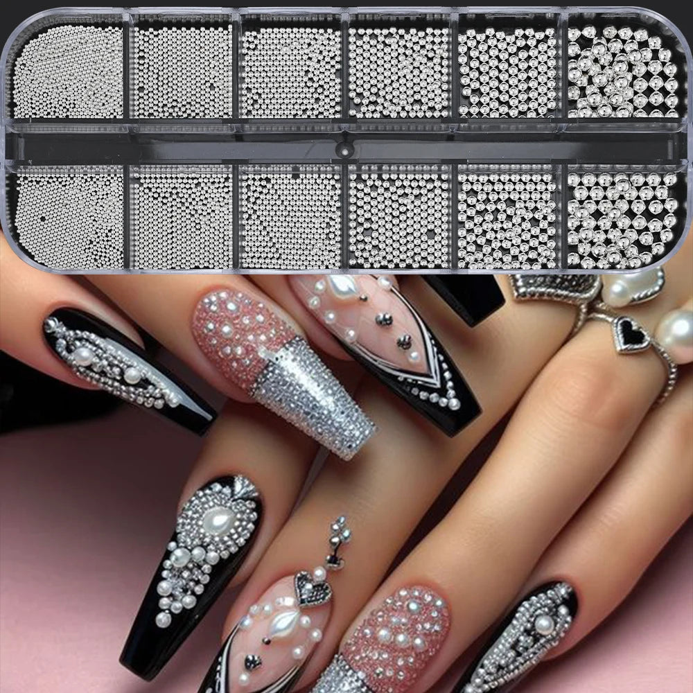 HotPress Caviar Nail Beads – Mixed Size Metallic Charms