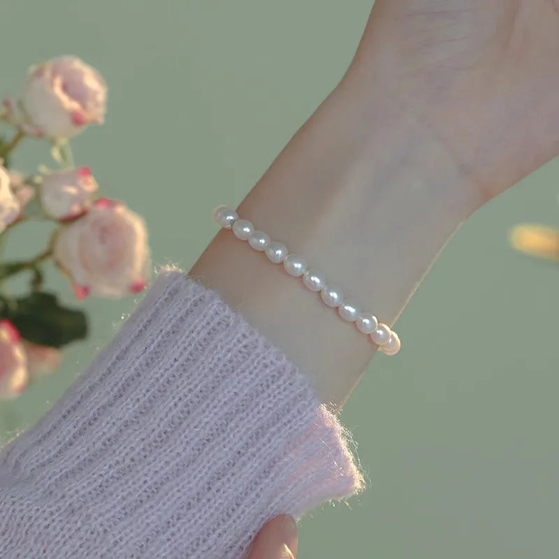 Bracelet en perles d'eau douce – Perles grain de riz, 4–5 mm
