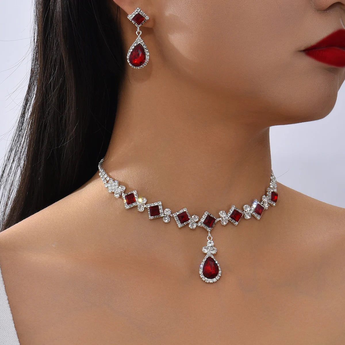 3-piece Women's Claw Chain Series Geometric Droplet Earrings Necklace Set Wedding Banquet Party Holiday Gift 8056