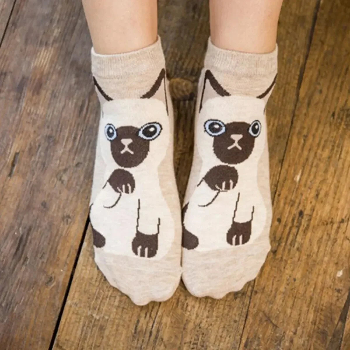 5 Pairs/Set Women's Cartoon Cute Cat Ankle Socks Breathable Perfect for Everyday Fashion