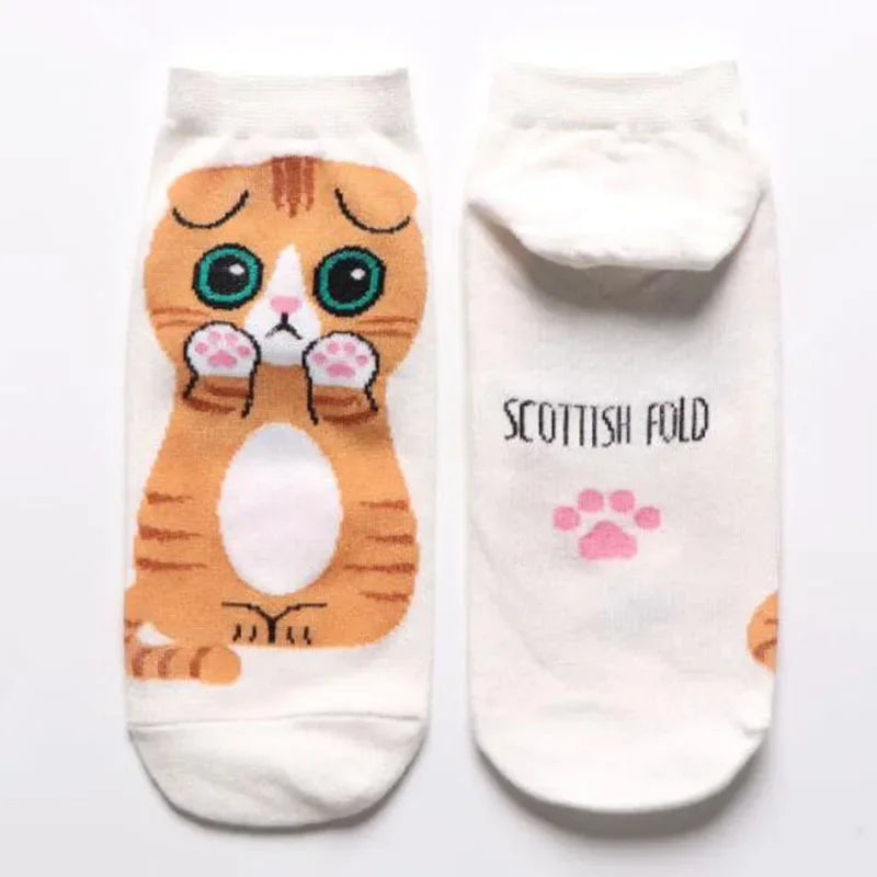 5 Pairs/Set Women's Cartoon Cute Cat Ankle Socks Breathable Perfect for Everyday Fashion