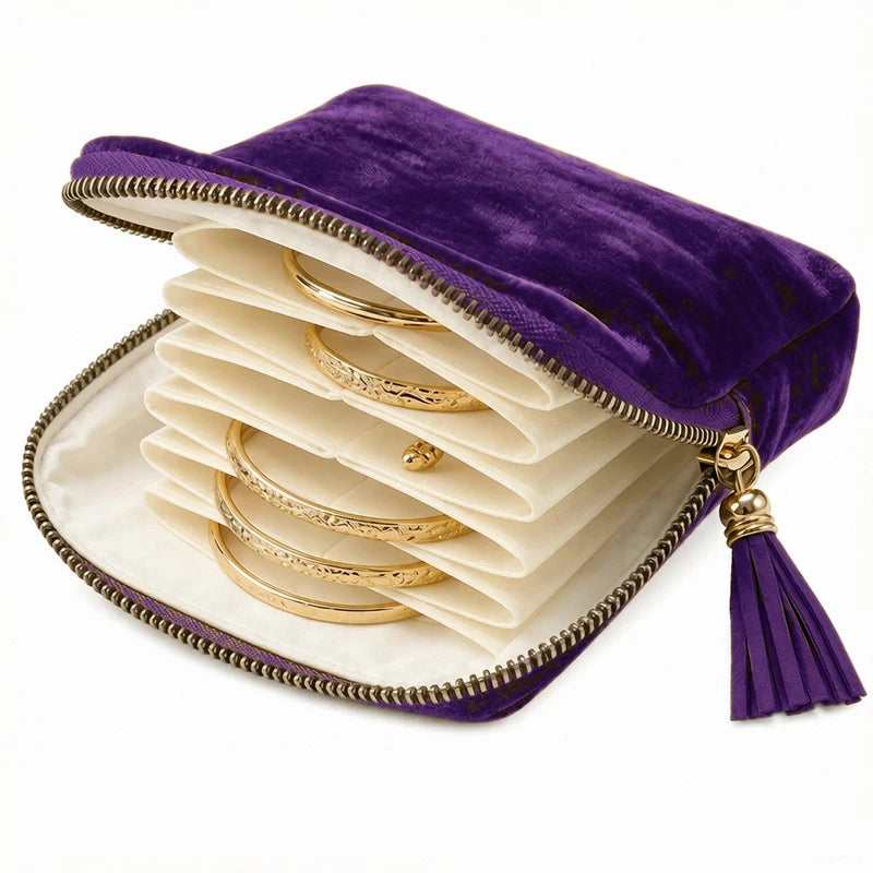 Velvet Travel Jewelry Pouch – Zip Closure