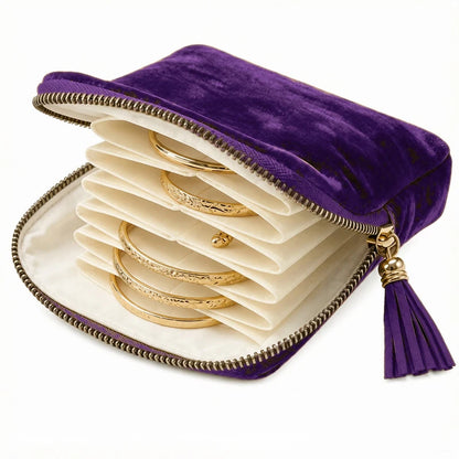 Velvet Travel Jewelry Pouch – Zip Closure