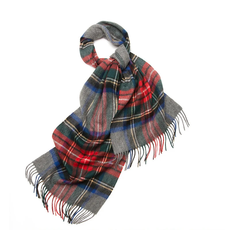 Cashmere Plaid Scarf with Tassels