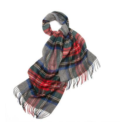 Cashmere Plaid Scarf with Tassels