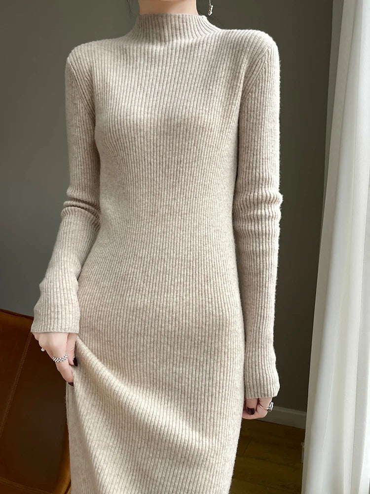 Women Cashmere Sweater Dress Autumn Winter