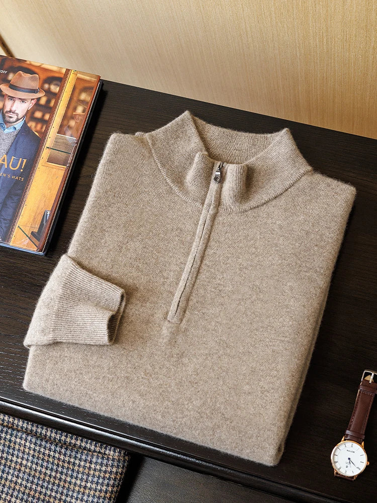 Pull Homme en Cachemire – Col Montant Zippé