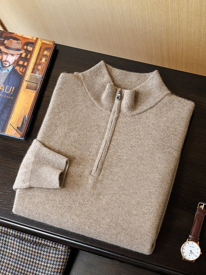 Pull Homme en Cachemire – Col Montant Zippé