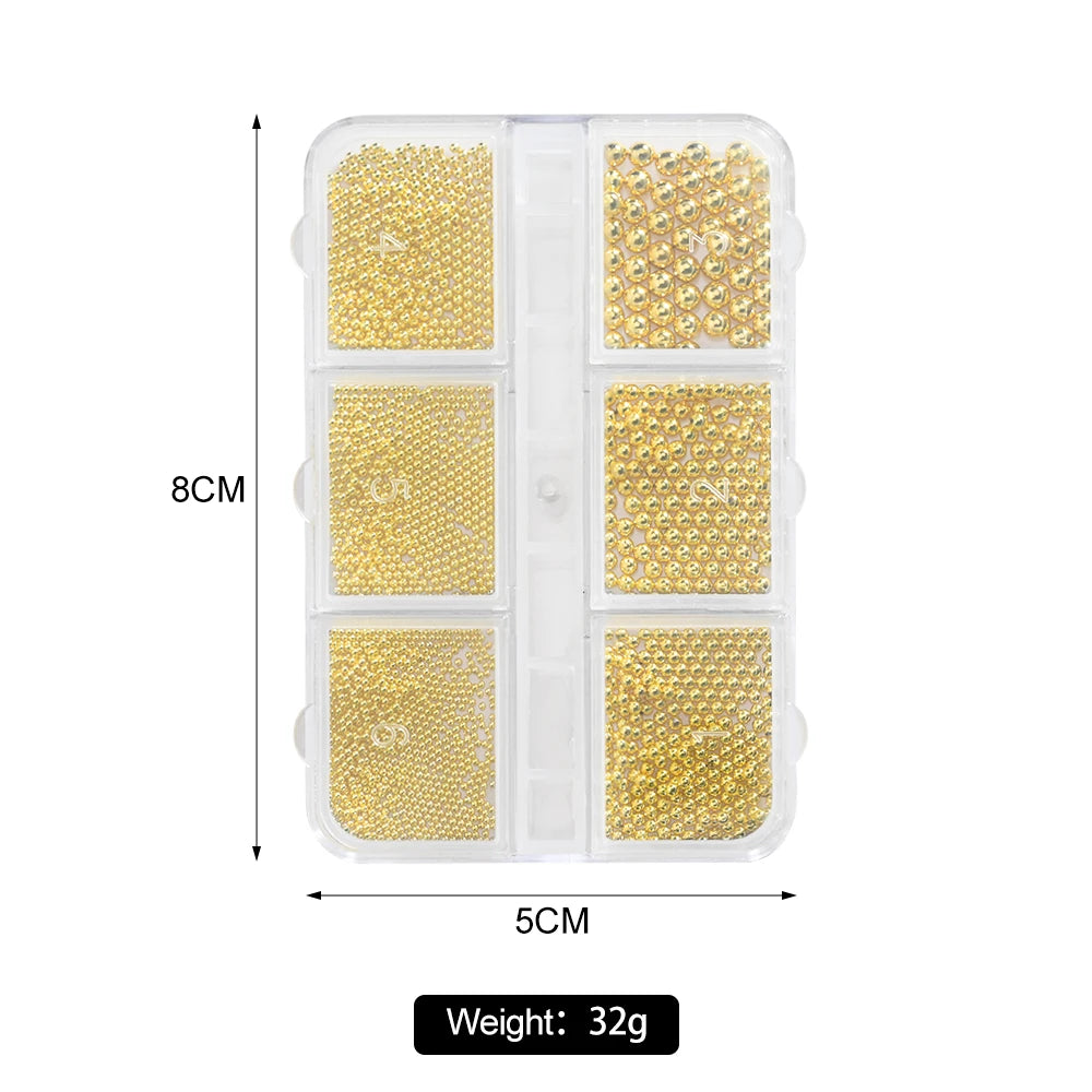 HotPress Caviar Nail Beads – Mixed Size Metallic Charms