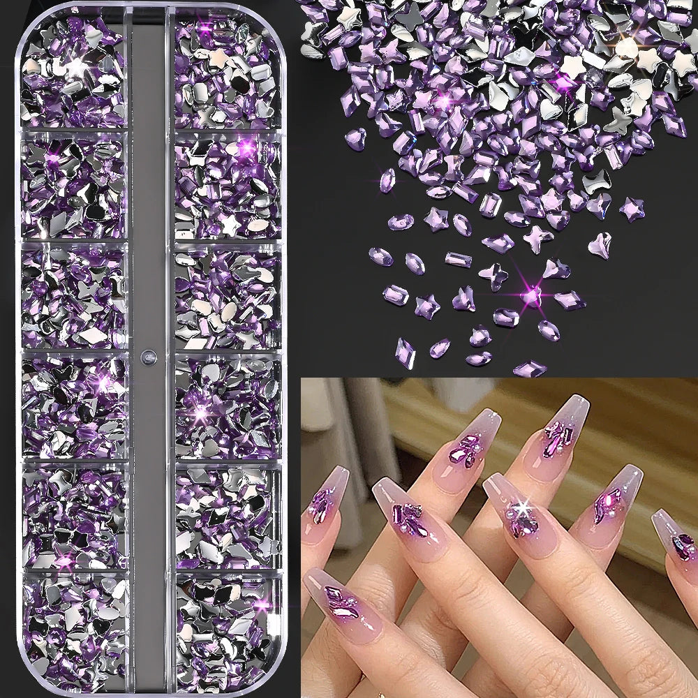Ocean Gold Nail Art Charms – 12 Grids 3D Shell & Studs