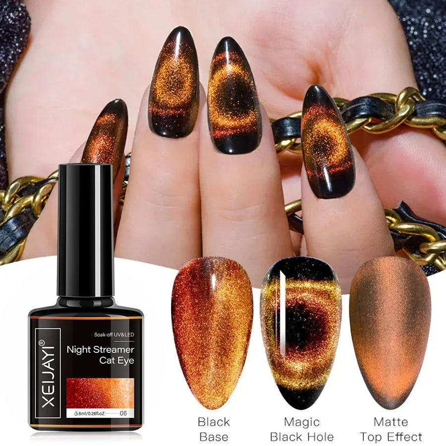Ruby Red Cat Eye Gel Polish 10ml – Soak Off Glitter