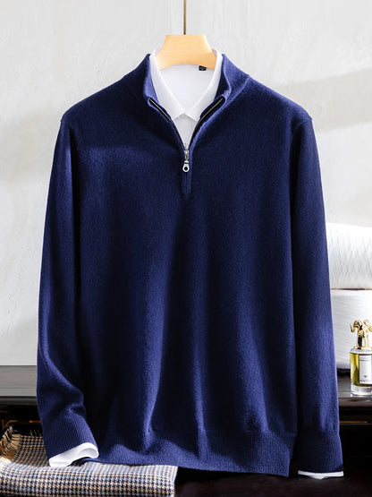 Pull Homme en Cachemire – Col Montant Zippé