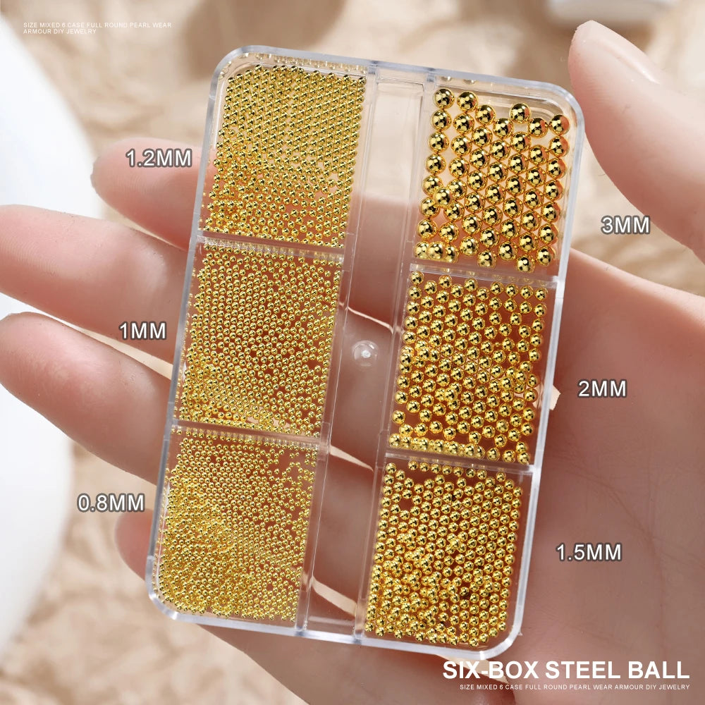 HotPress Caviar Nail Beads – Mixed Size Metallic Charms