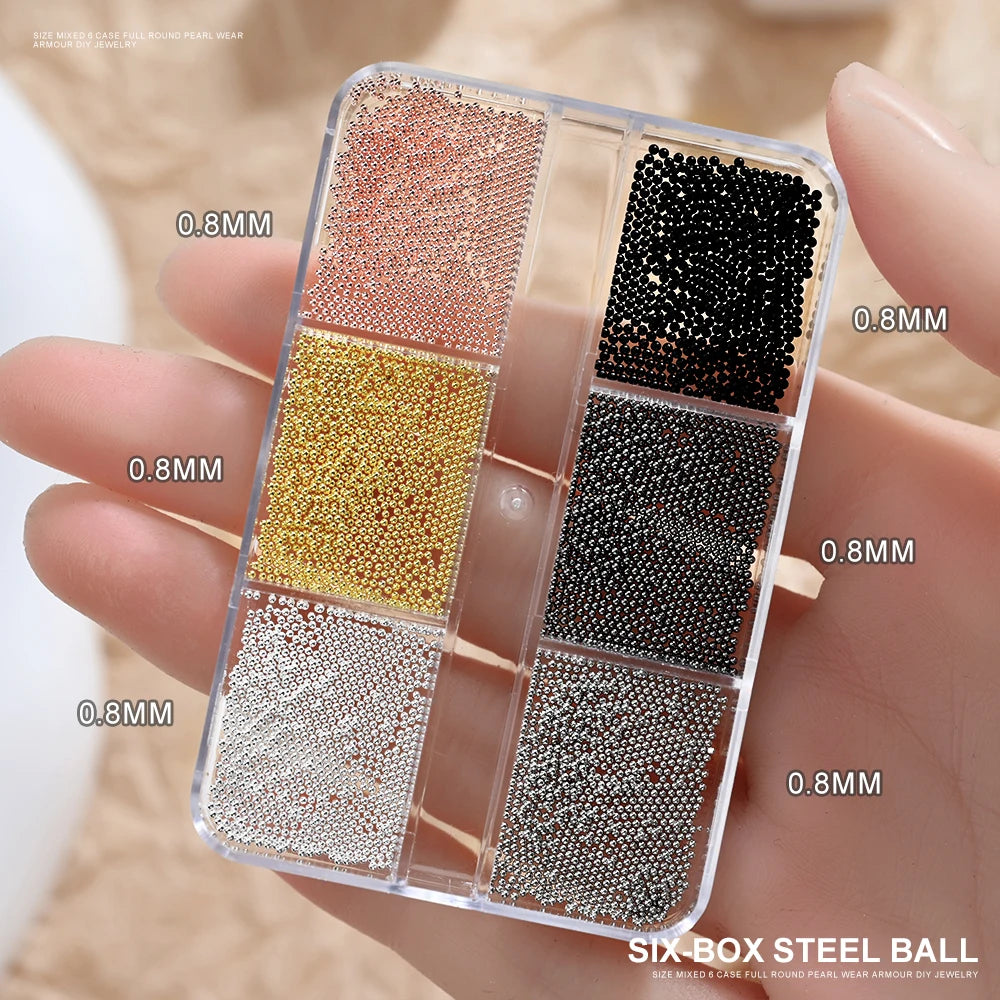 HotPress Caviar Nail Beads – Mixed Size Metallic Charms
