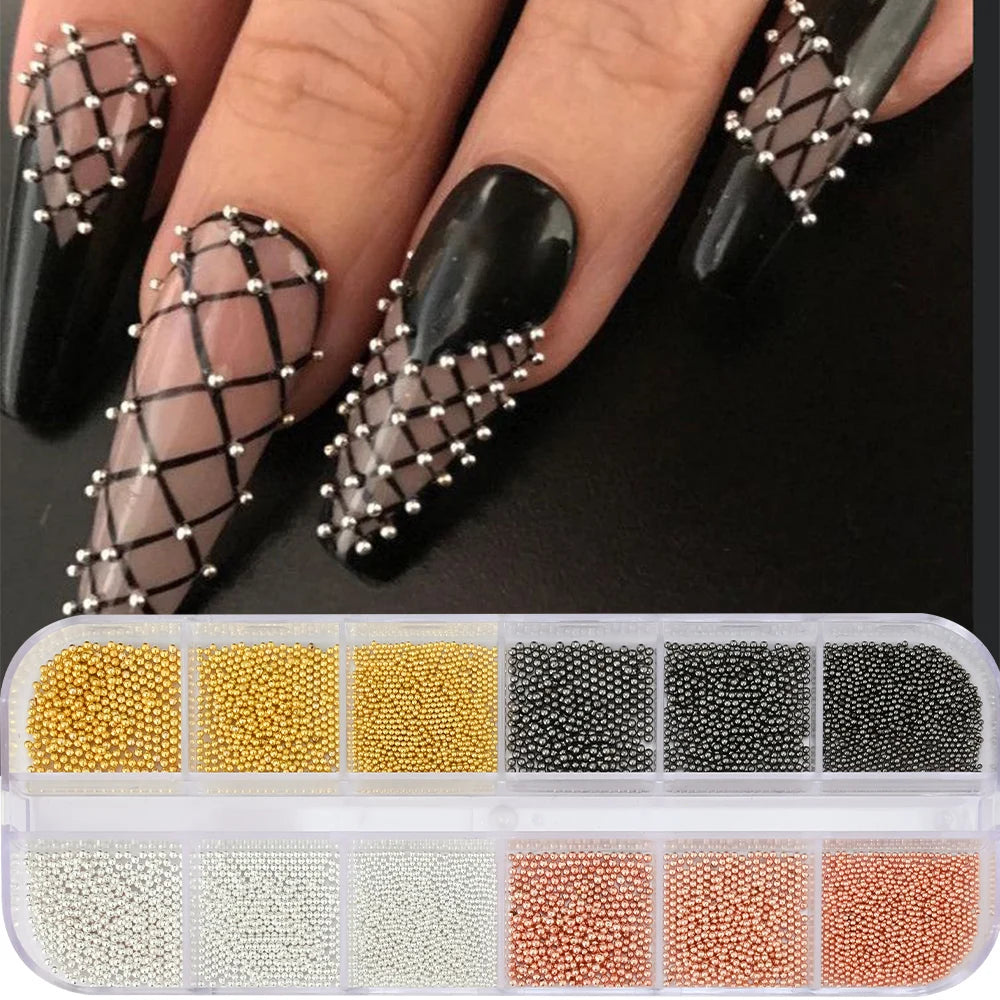 HotPress Caviar Nail Beads – Mixed Size Metallic Charms