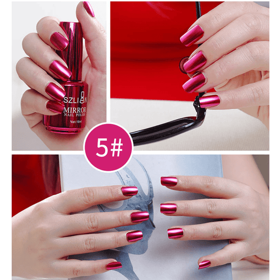 Shiny Mirror Finish Silver Nail Polish – Metallic Chrome Effect