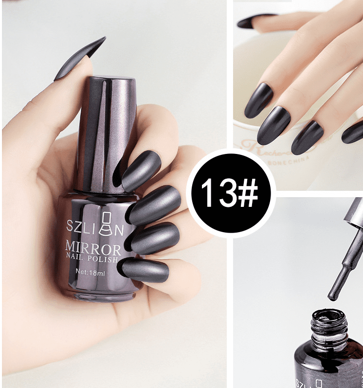 Shiny Mirror Finish Silver Nail Polish – Metallic Chrome Effect