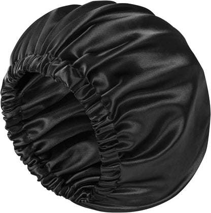 Bonnet for Sleeping Women & Men, Double Layer Soft Silk Hair Bonnet | Minimizes Hair Friction and Breakage ; Comes with a Soft Mark-Free Elastic Band Suited for Natural Curly Hair.