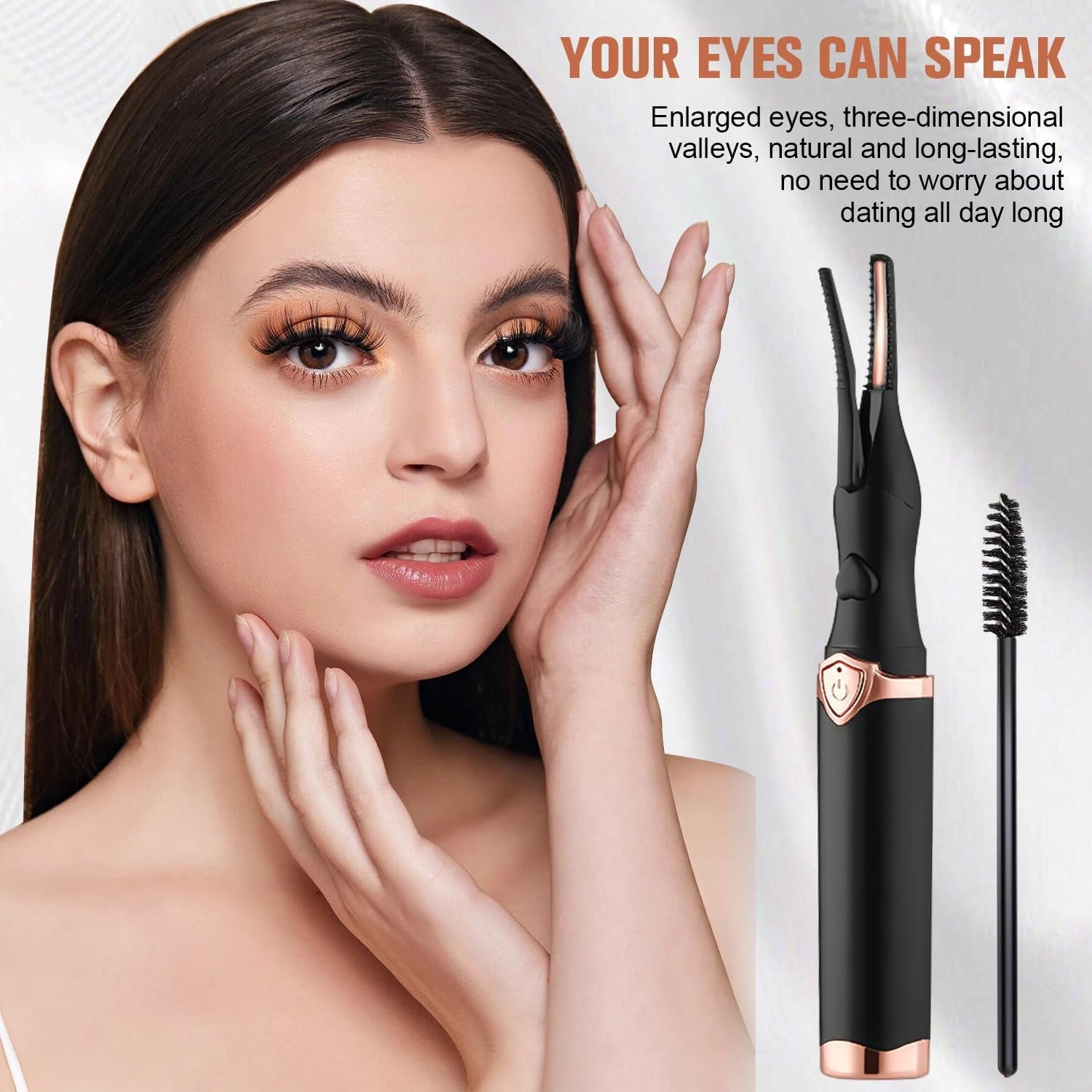 Heated Eyelash Curler, Mini Electric Eyelash Curler, Portable Makeup Electric Eyelash Curling, USB Rechargeable Finalize Eyelash Tool Beauty Tools for Women (White)