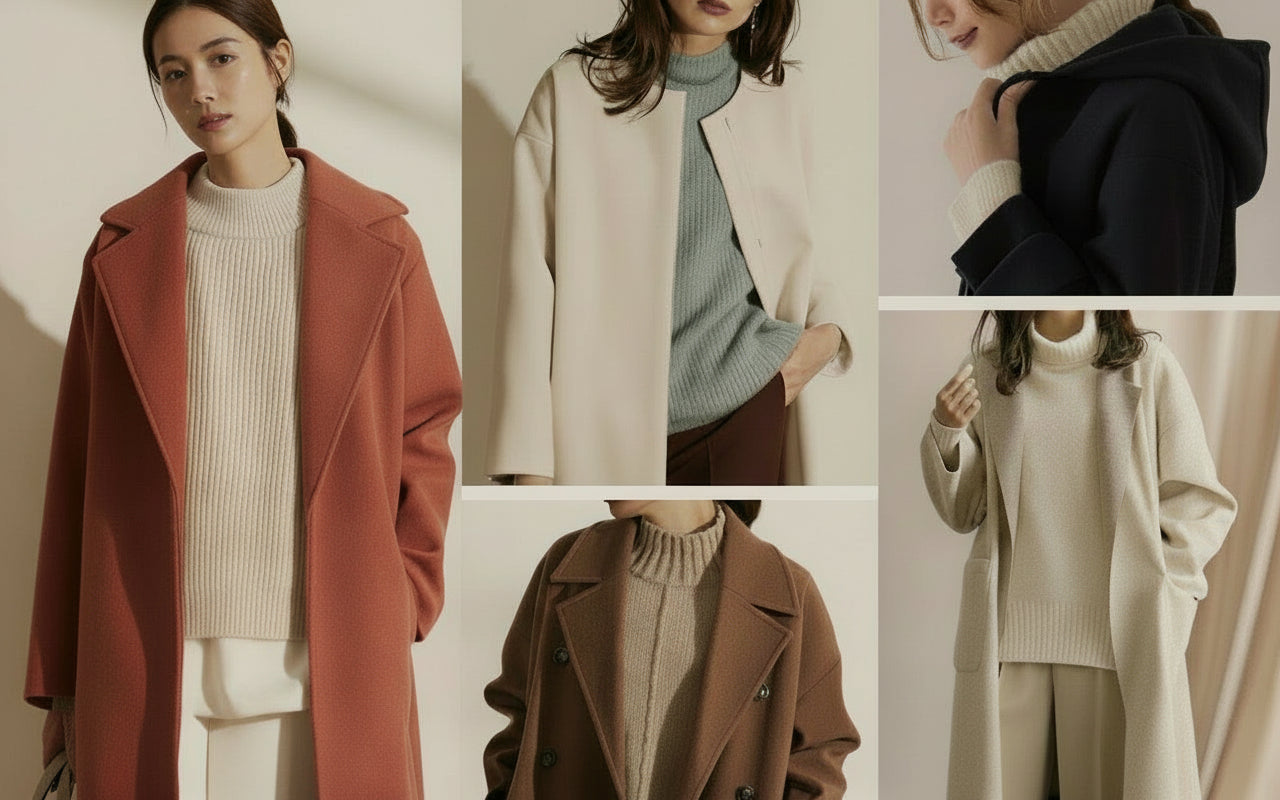 Collage of autumn/winter outerwear with text 'Outer Collection 2020 Autumn/Winter'.