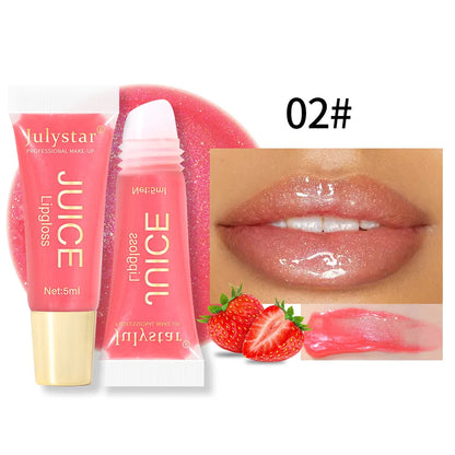 Fruit Flavor Glossy Lip Oil Natural Long Lasting Hydrating Plump Lip Gloss Moisturizing Shiny Watery Lip Tint