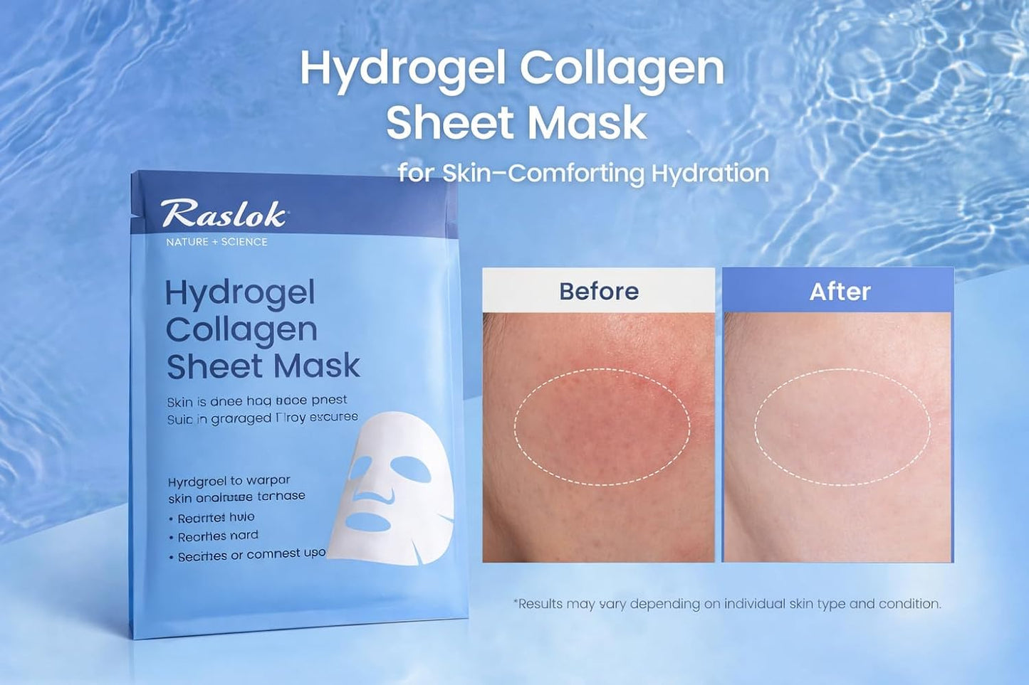 Overnight Hydrogel Collagen Face Mask – Deep Hydration Sheet Mask for Soft, Smooth & Refreshed Skin – Single Use, 1.19 Oz (34Gm) X 4 Each