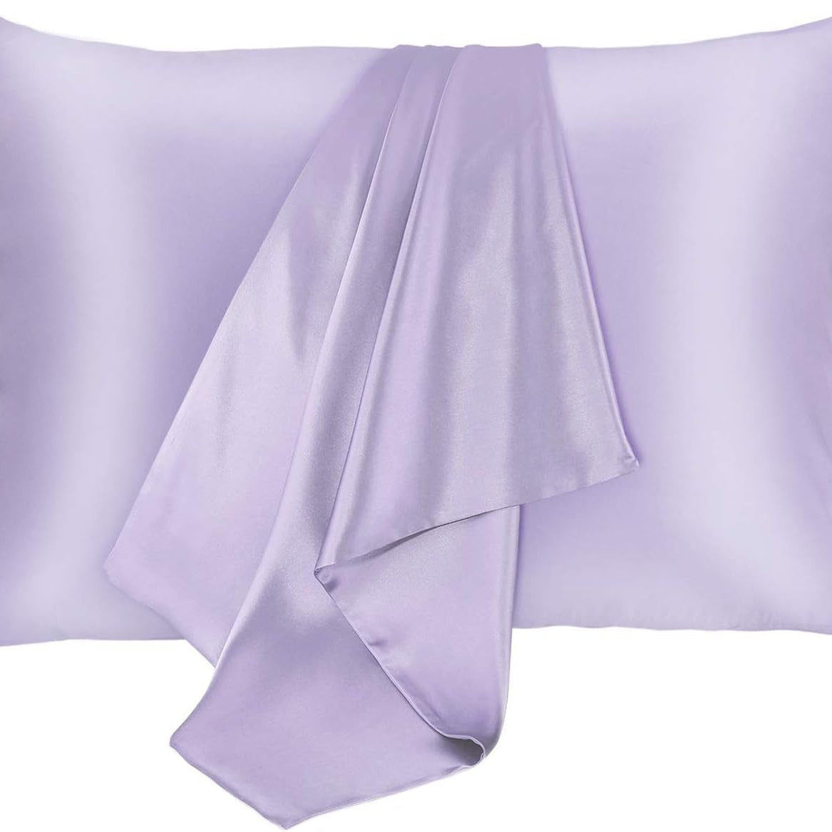 Silk Pillowcase for Hair and Skin 2 Pack 100% Mulberry Silk Bed Pillowcase Hypoallergenic Soft Breathable Both Sides Silk Pillow Case with Hidden Zipper, Pillow Cases (King, Light Purple)
