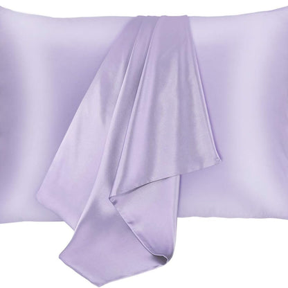 Silk Pillowcase for Hair and Skin 2 Pack 100% Mulberry Silk Bed Pillowcase Hypoallergenic Soft Breathable Both Sides Silk Pillow Case with Hidden Zipper, Pillow Cases (King, Light Purple)