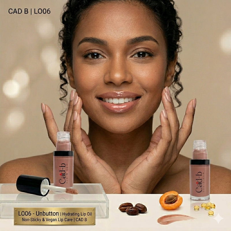 Hydrating Lip Oil - Unbutton | Non-Sticky Glossy Lip Oil for Dry Lips | Vegan Lip Care | LO06 | CAD B