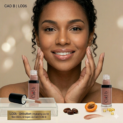 Hydrating Lip Oil - Unbutton | Non-Sticky Glossy Lip Oil for Dry Lips | Vegan Lip Care | LO06 | CAD B